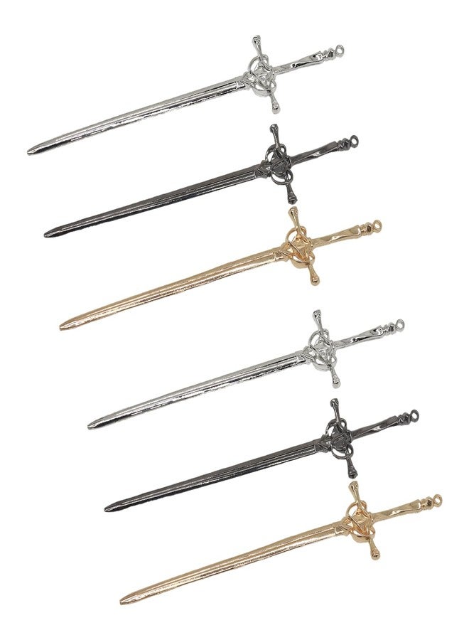 LINYUEARUI 6PCS Hair Sticks for Buns,Hair Chopsticks,Sword Hair Pin,for Vintage Hair,Renaissance Chinese Hair Accessories,Metal Sword Hair Pins,Ancient Style Sword Hair Chopstick LINYUEARUI - Image 1